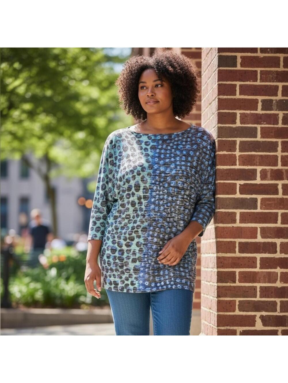 Nally & Millie USA Women's Long Sleeve Patterned Tunic Top 1005